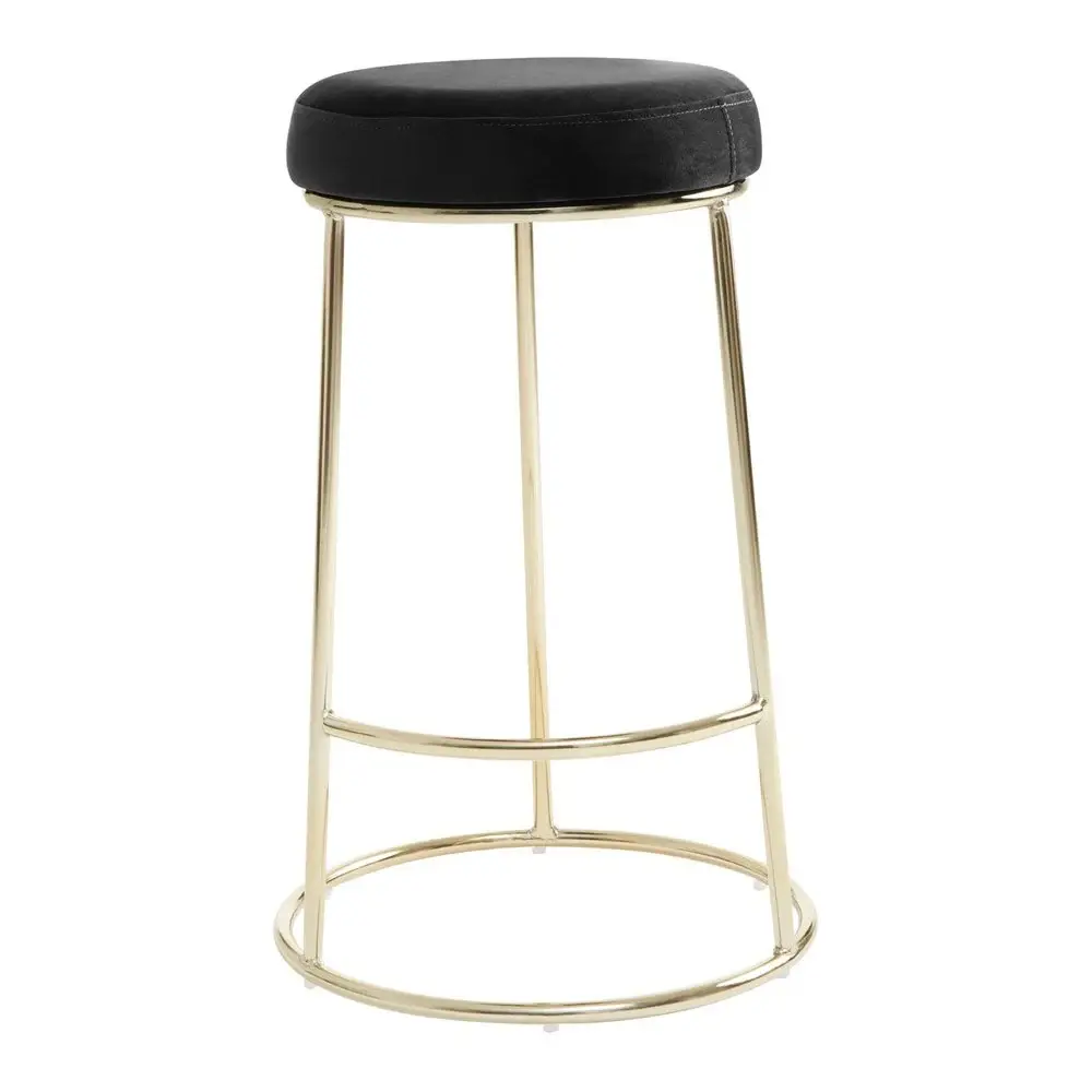 Minerva Velvet Bar Stool - Black & Gold