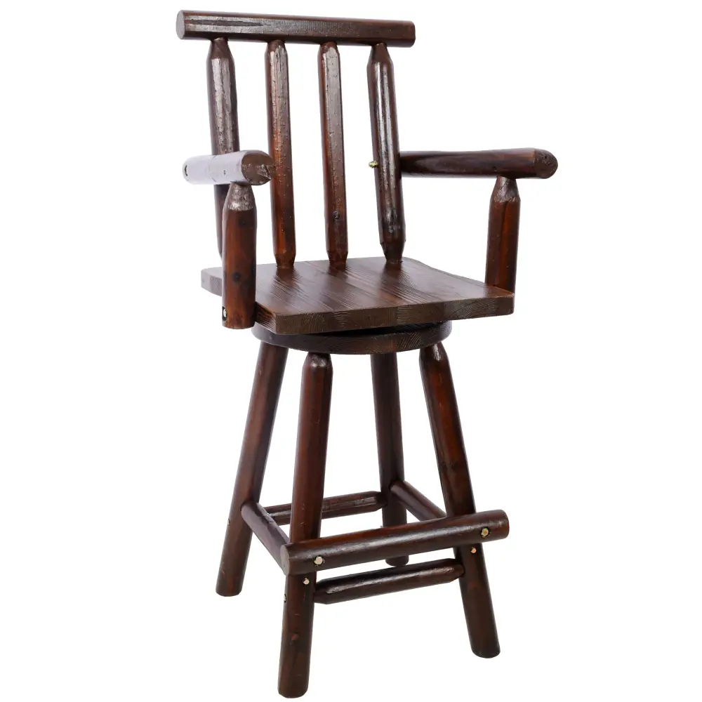 Modern Wet Bar Rustic Bar Stool, Fir Wood Construction, Spacious Armrest