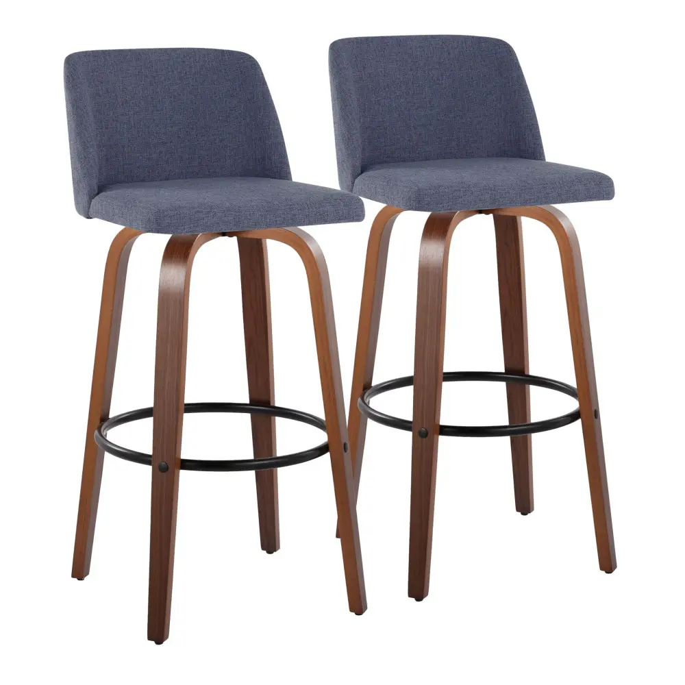 Modern Wet Bar Toriano - Mid Century Current Fixed Height Barstool Swivel And Round Footrest (Set 2)