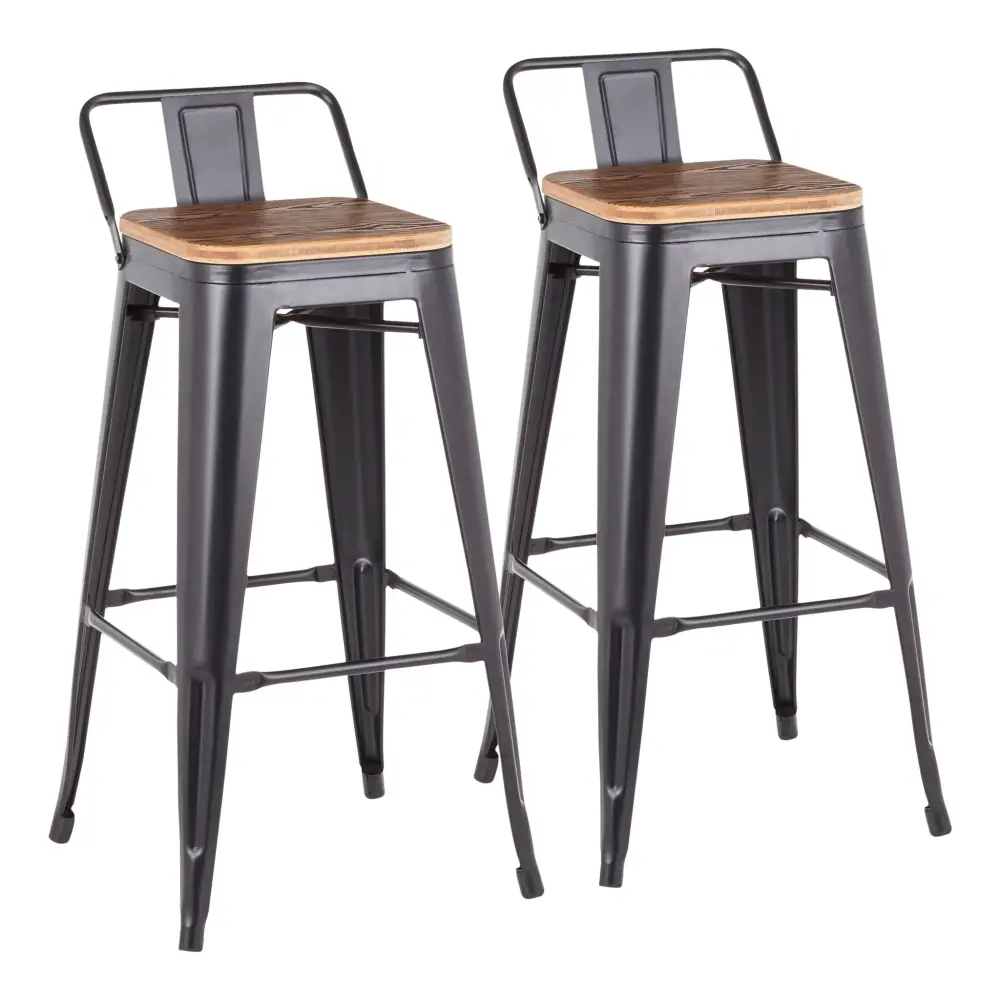 Oregon - Industrial Low Back Barstool place 2) - Black