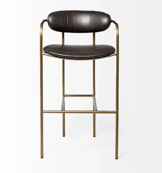 Parker Faux Leather & Gold All-metal Bar Stool