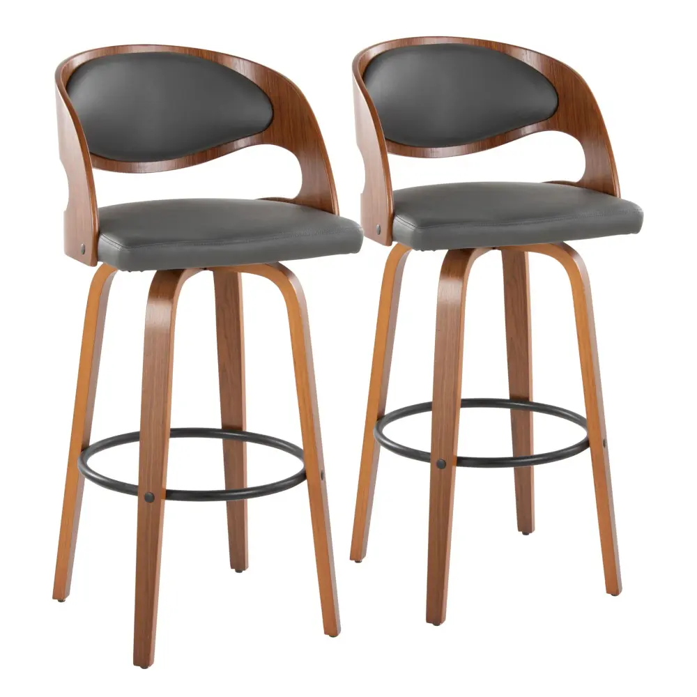 Pino - Mid Century Modern Fixed Height Barstool Swivel & Round Footrest place 2)