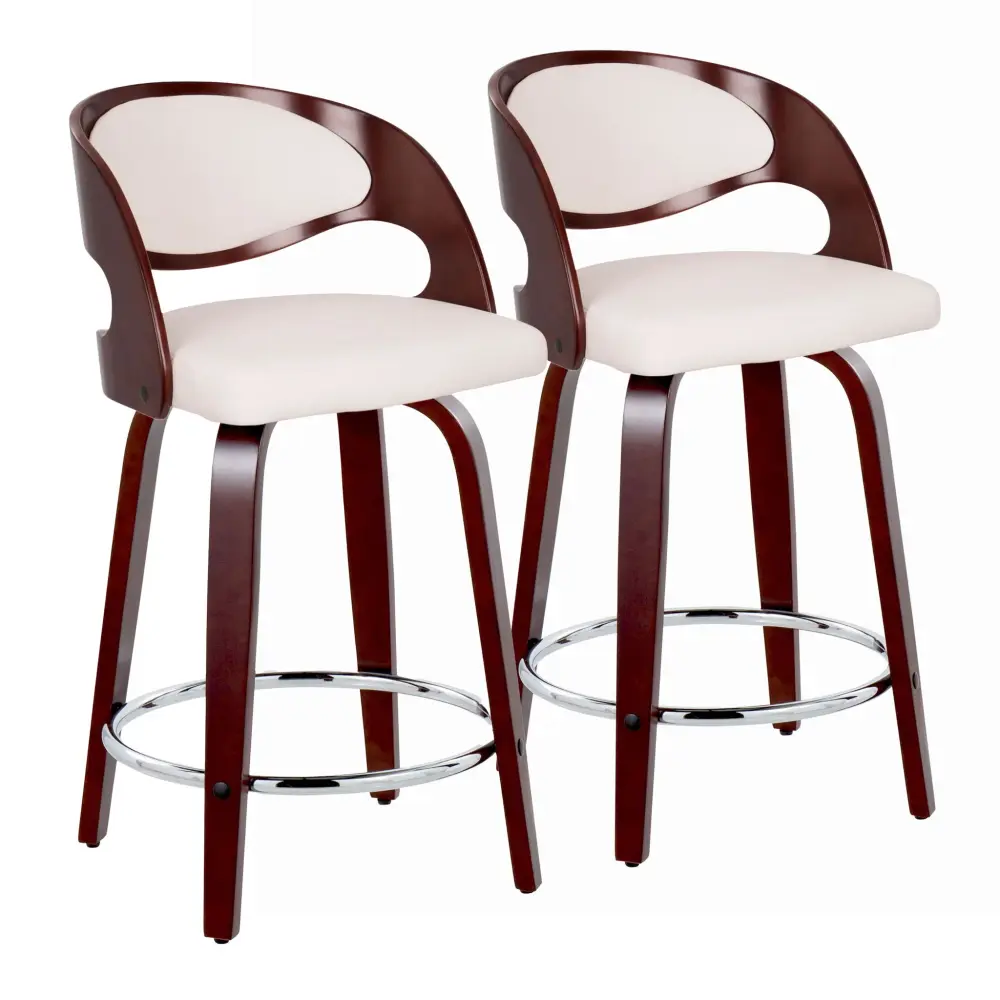 Pino - Mid Century Present-day Fixed Height Barstool Swivel Round Footrest (Set 2)