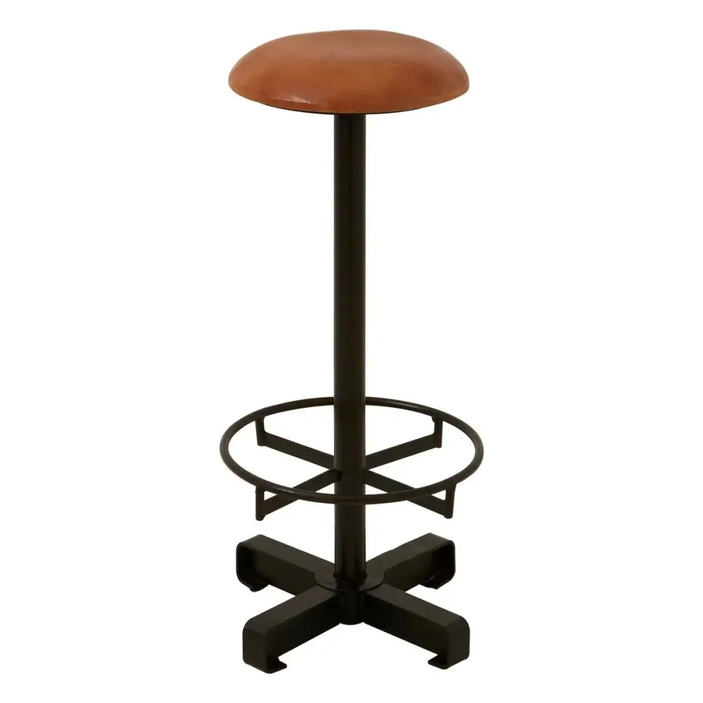 Premium Home Bar Buffalo Leather Bar Stool - Light Taupe