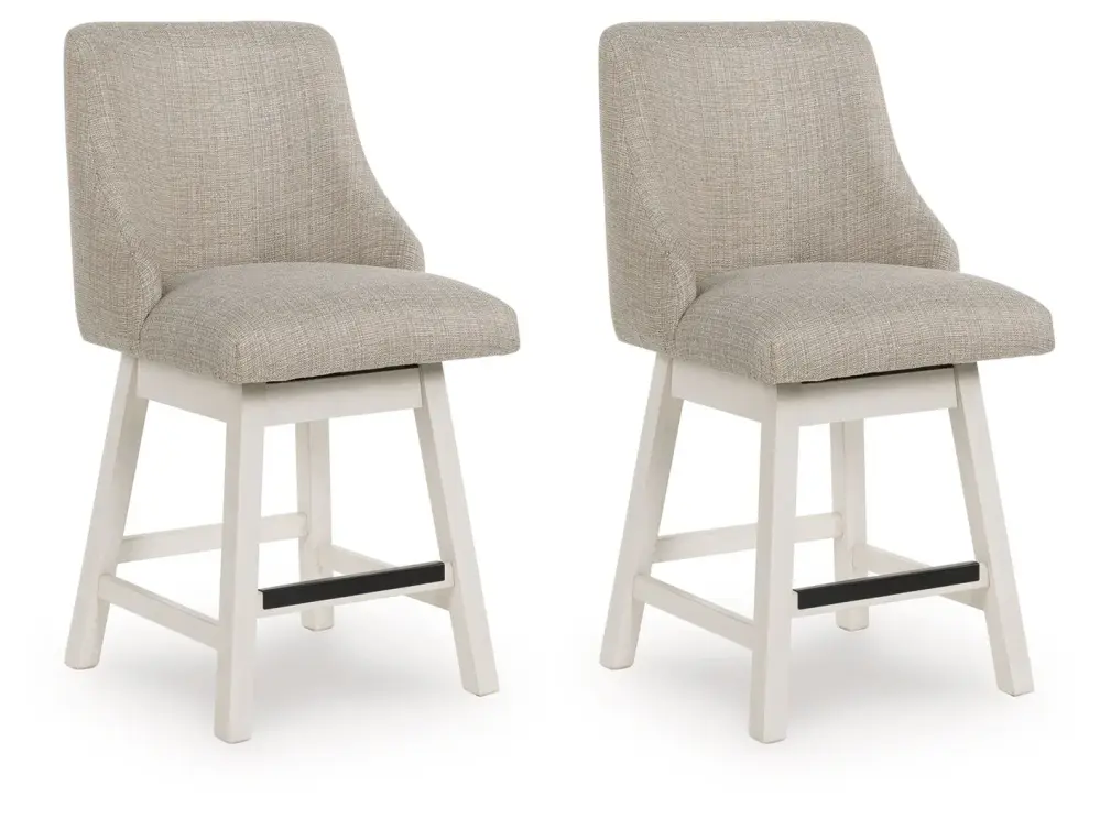 Robbinsdale - Upholstered Swivel Curved Back Barstool place 2) - Antique White