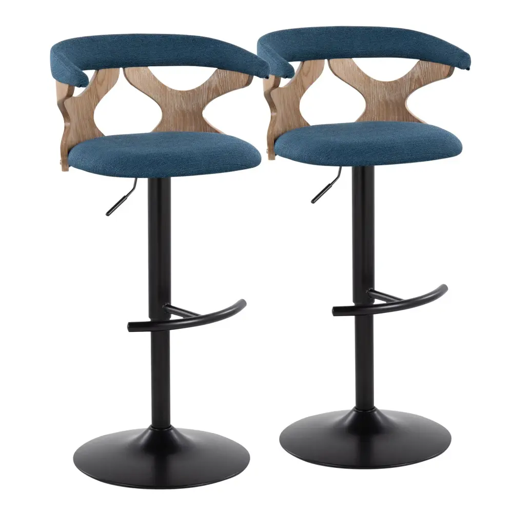 Rolling Bar Cart Gardenia - Contemporary Adjustable Barstool & Revolve Rounded T Footrest (Set 2)