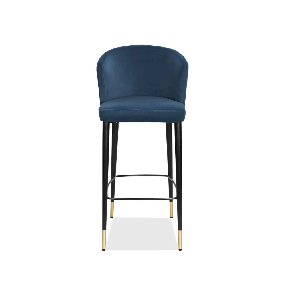 Rustic Wood Elica Stool - Gainsborough Cobalt Azure Velvet
