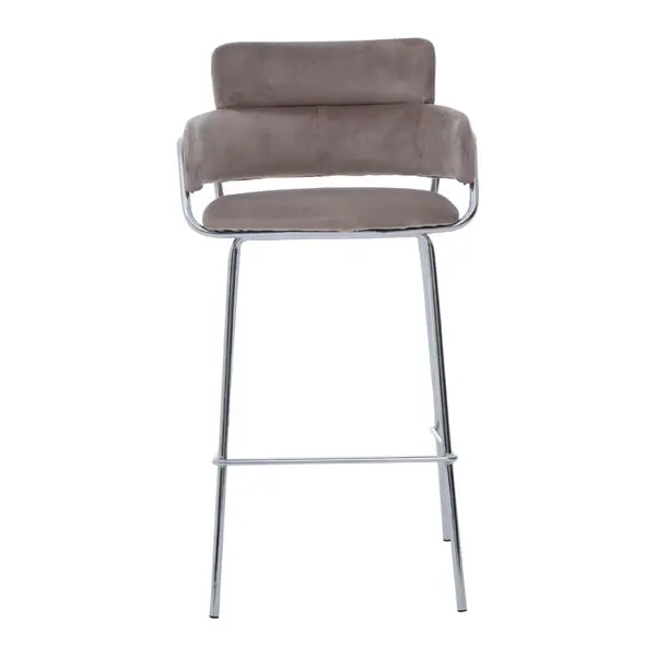 Rustic Wood Tara Low Back Bar Stool L- Mink Soft pile & Chrome