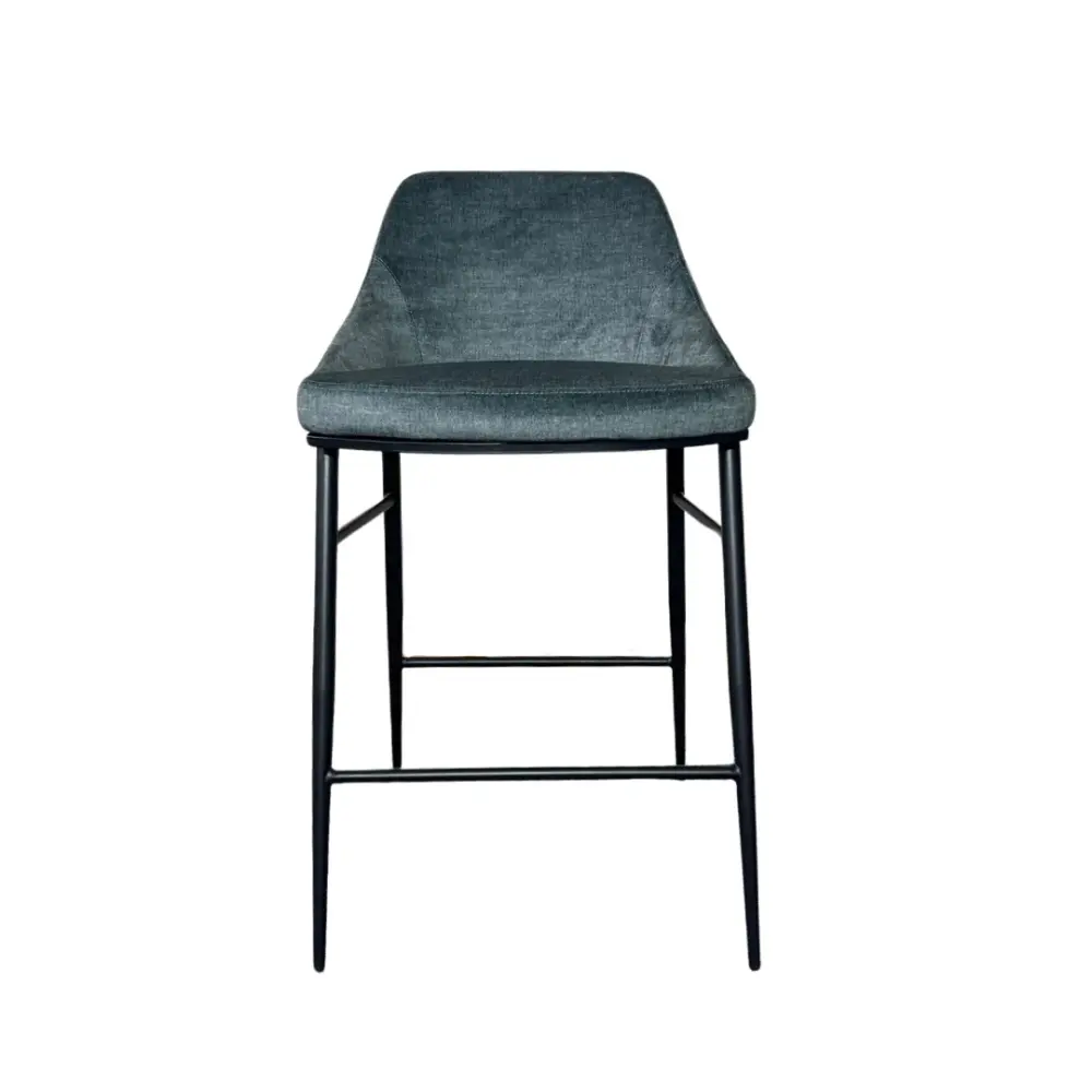 Rustic Wood Vai Bar Stool - Bella Velour Pacific