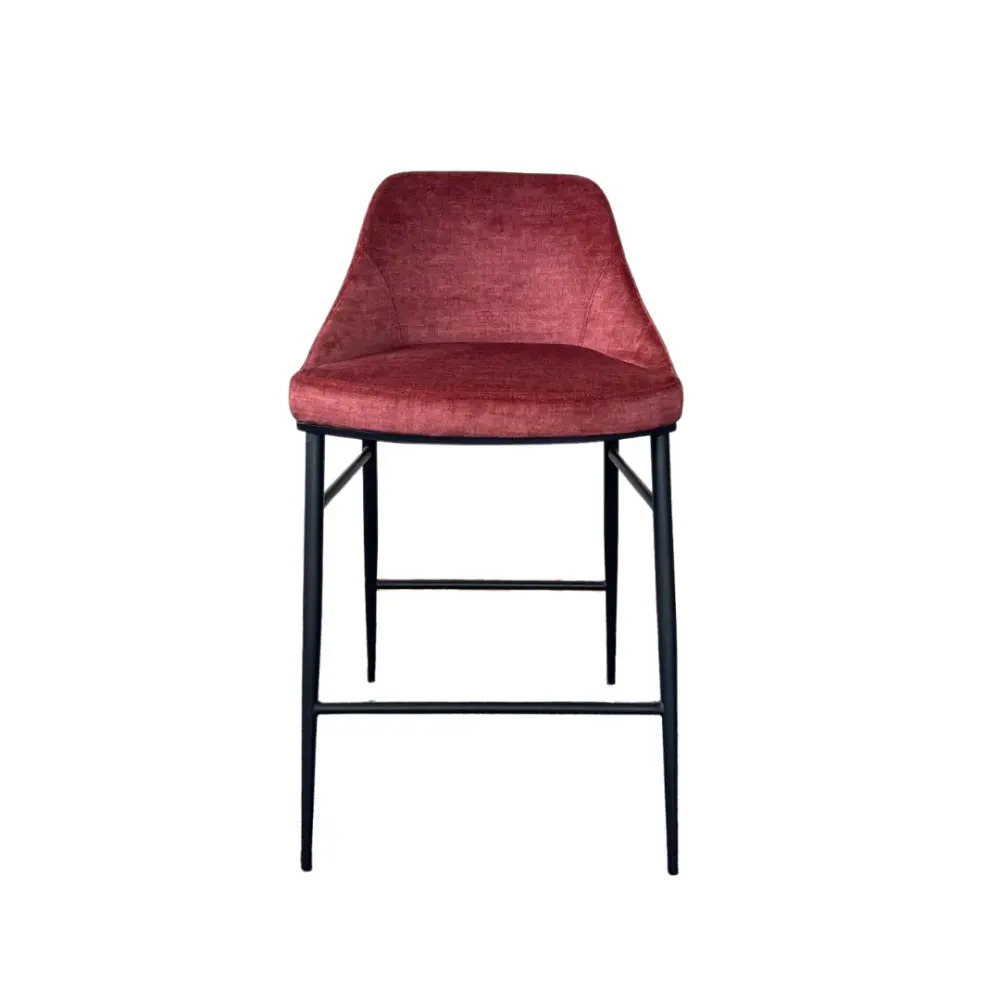 Rustic Wood Vai Bar Stool - Bella Velour Blush