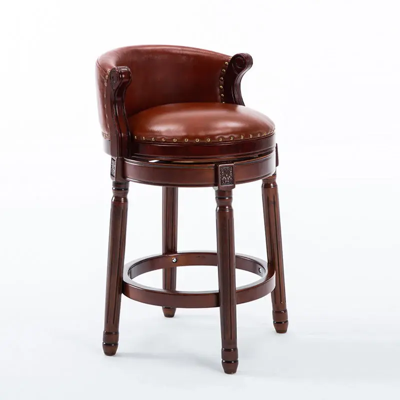 Seat Height 26'' Cow Top Wooden Bar Stool, 360 Degree Spin Bar Height Chair Backs Home Kitchen Counter