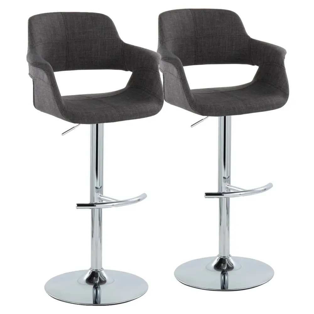Solid Wood Vintage Flair - Mid Century Today's Adjustable Barstool Swivel Rounded T Footrest (Set 2)