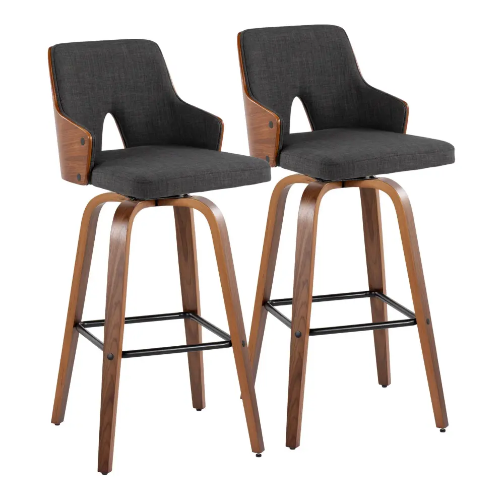 Stella - Mid Century Modern Fixed Height Barstool Rotate Square Footrest (Set 2)
