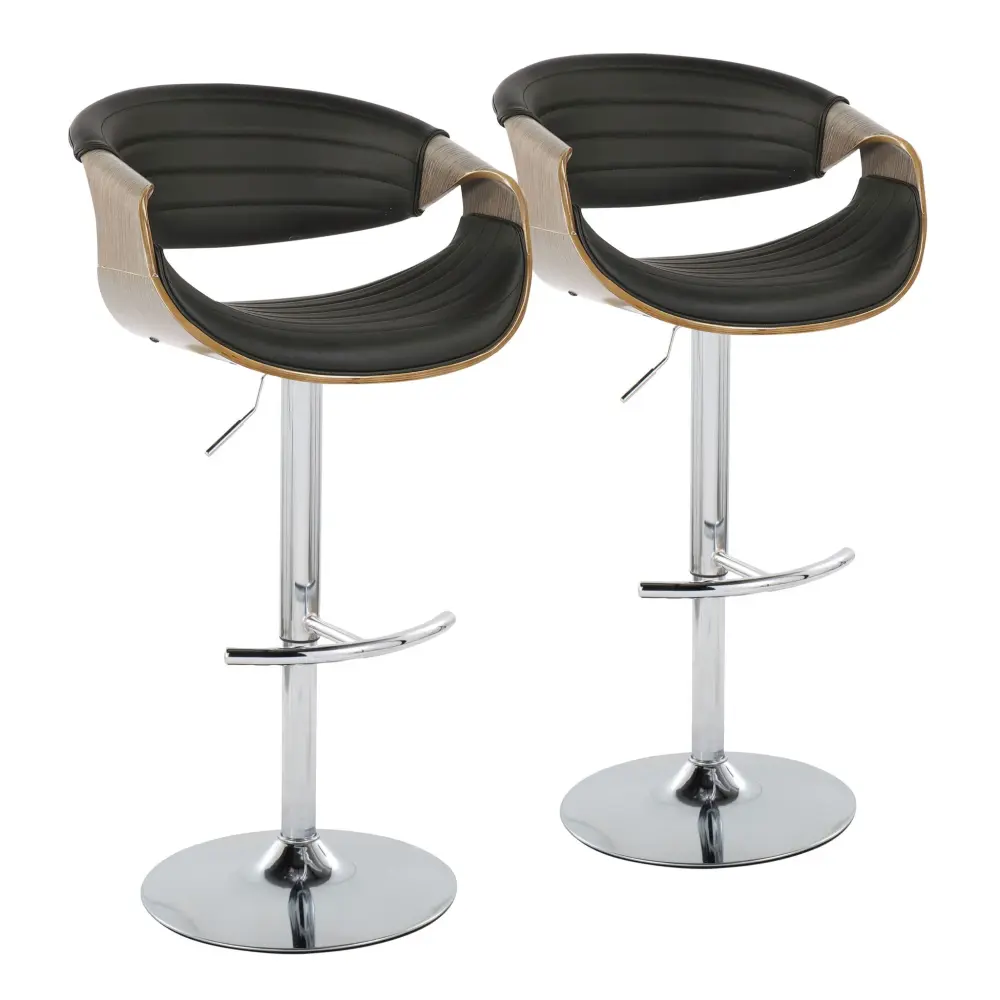 Symphony - Mid Century Modern Modifiable Barstool Swivel & Rounded T Footrest (Set 2)