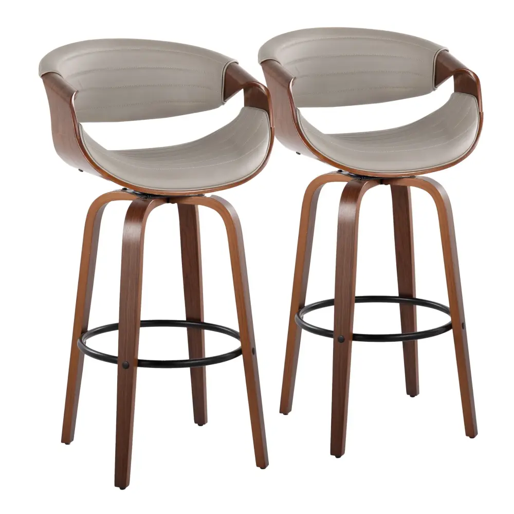 Symphony - Mid Century Today's Fixed Height Barstool Swivel Round Footrest (Set 2) | Lockable Door | Adjustable Shelves