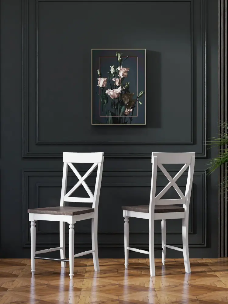 24" Tall Bar Stools (Set 2) - Cocoa / White