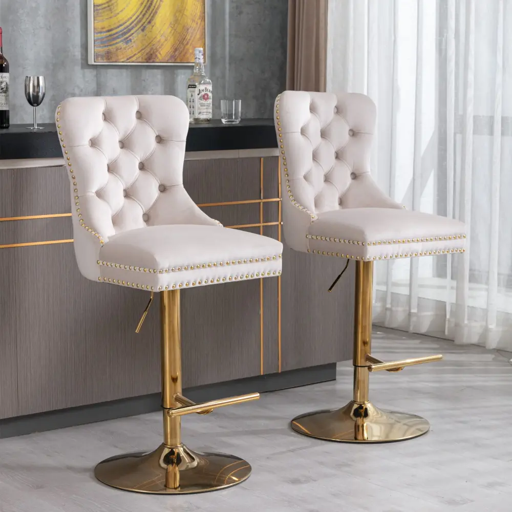 Thick Swivel Barstools Adjusatble Seat Height From 25-33", Today's Upholstered Bar Stools Backs Comfortable Tufted Home Pu...