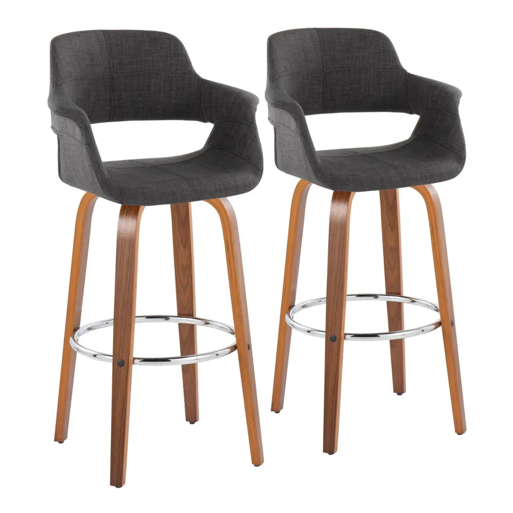 Vintage Flair - Mid Century Current Fixed Height Barstool Swivel & Round Footrest (Set 2)