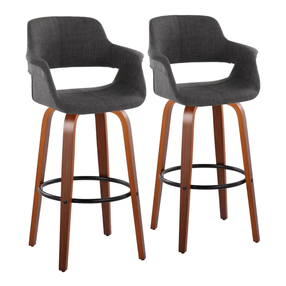 Vintage Flair - Mid Century Modern Fixed Height Barstool Swivel Round Footrest place 2)