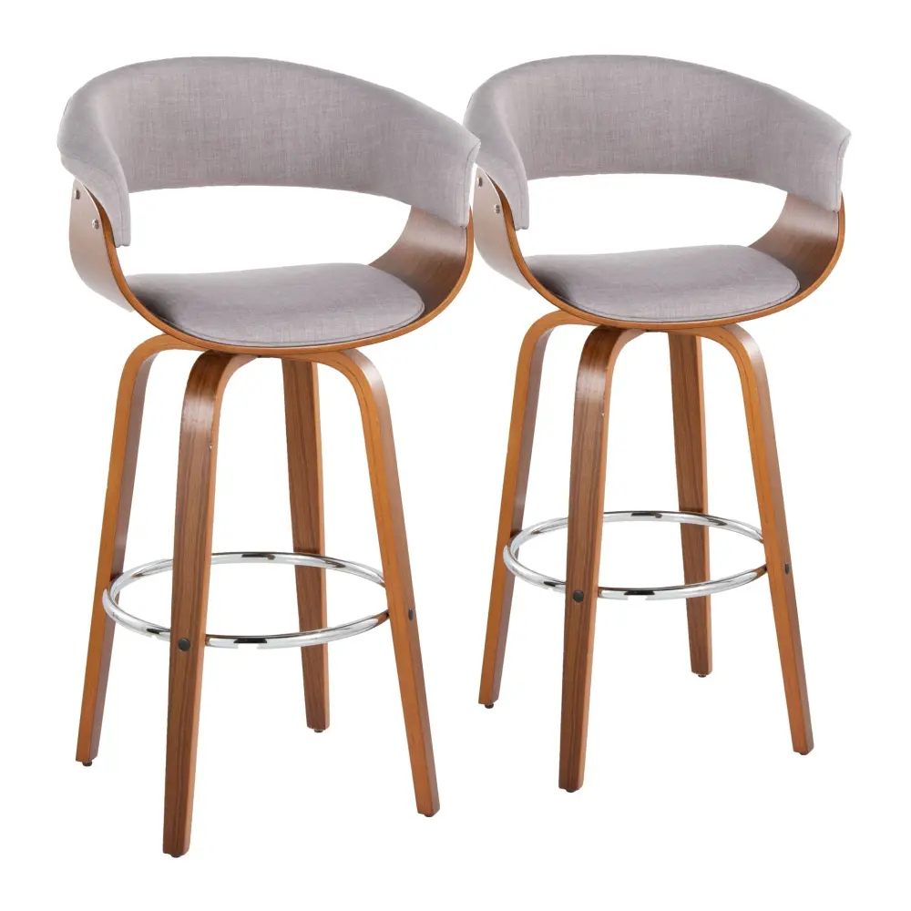 Vintage Mod - Mid Century Modern Fixed Height Barstool Swivel Round Footrest (Set 2)