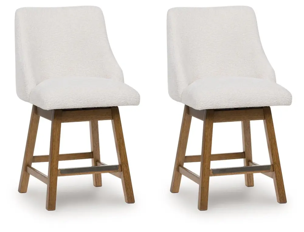 Wine Bottle Rack Cabalynn - Upholstered Rotate Barstool (Set 2) - Oatmeal / Light Brown