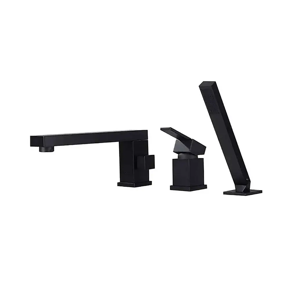 1-Handle Roman Bath Faucet Hand Shower, Matte Ebony