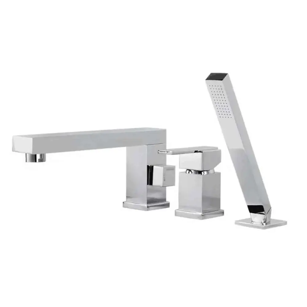 1-Handle Roman Bath Faucet Hand Shower, Polished Shiny metal