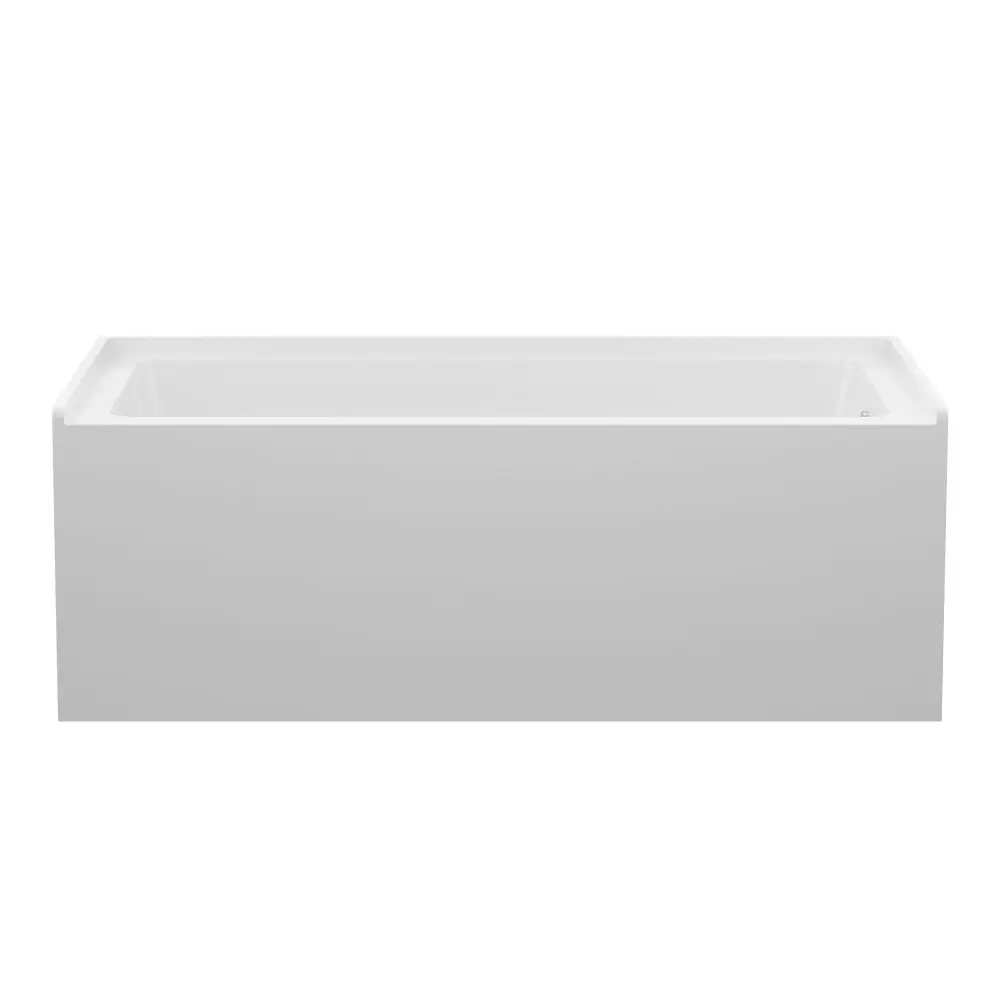 Anti-Slip Alcove Soaking Bathtub Skirt - Back - To - Wall Design - Glossy Chalk