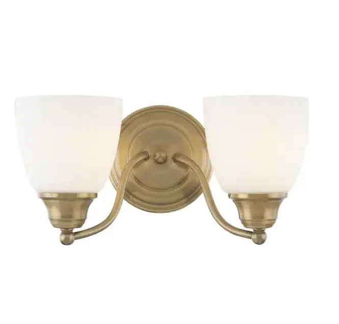 Livex Lighting Somerville 2 Light Antique Brass Bath Vanity Buoyant Damaged Box
