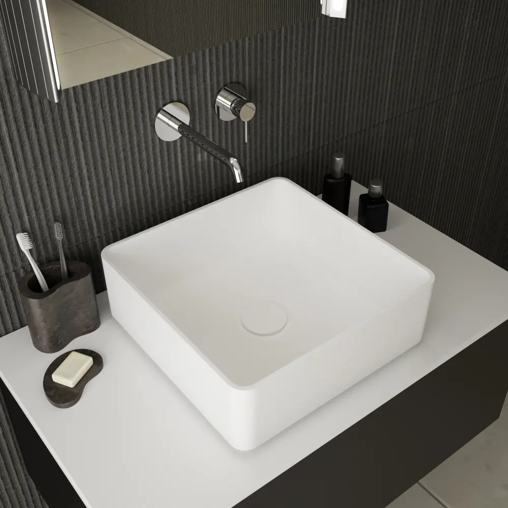 Luca Solid Surface Countertop Square Basin 370mm