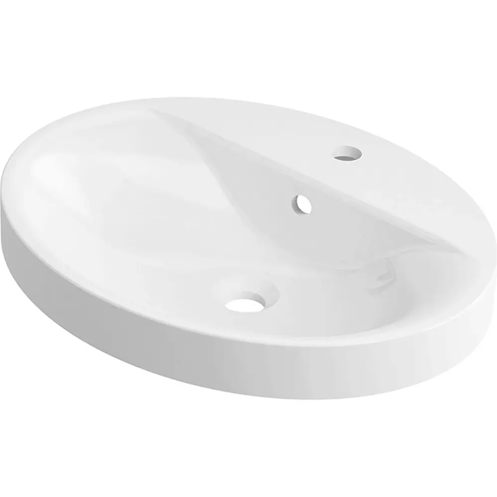 MARMITE: Semi-recessed countertop washbasin, OVAX 550C, Mineral Composite Snow 87793 55 cm