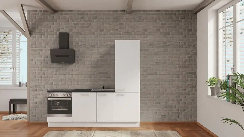 nobilia kitchen unit Grevenbroich 225 cm Alpine white satin offer concrete slate gray _-