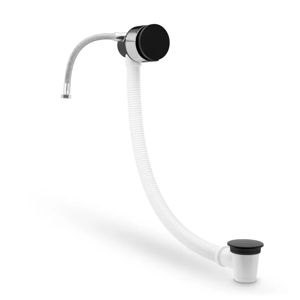 Overflow Bath Filler Click Clack Waste - Matt Charcoal Fast Absorption