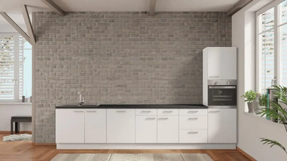 Quick-Dry nobilia kitchen bath Salzuflen 375 cm alpine pearl matte built- kitchens cheap concrete slate gray _-