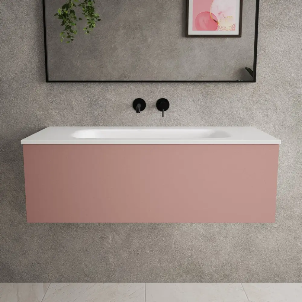 Raffinata One Drawer Vanity Unit Beyondstone Basin - Matt Blush 1000mm