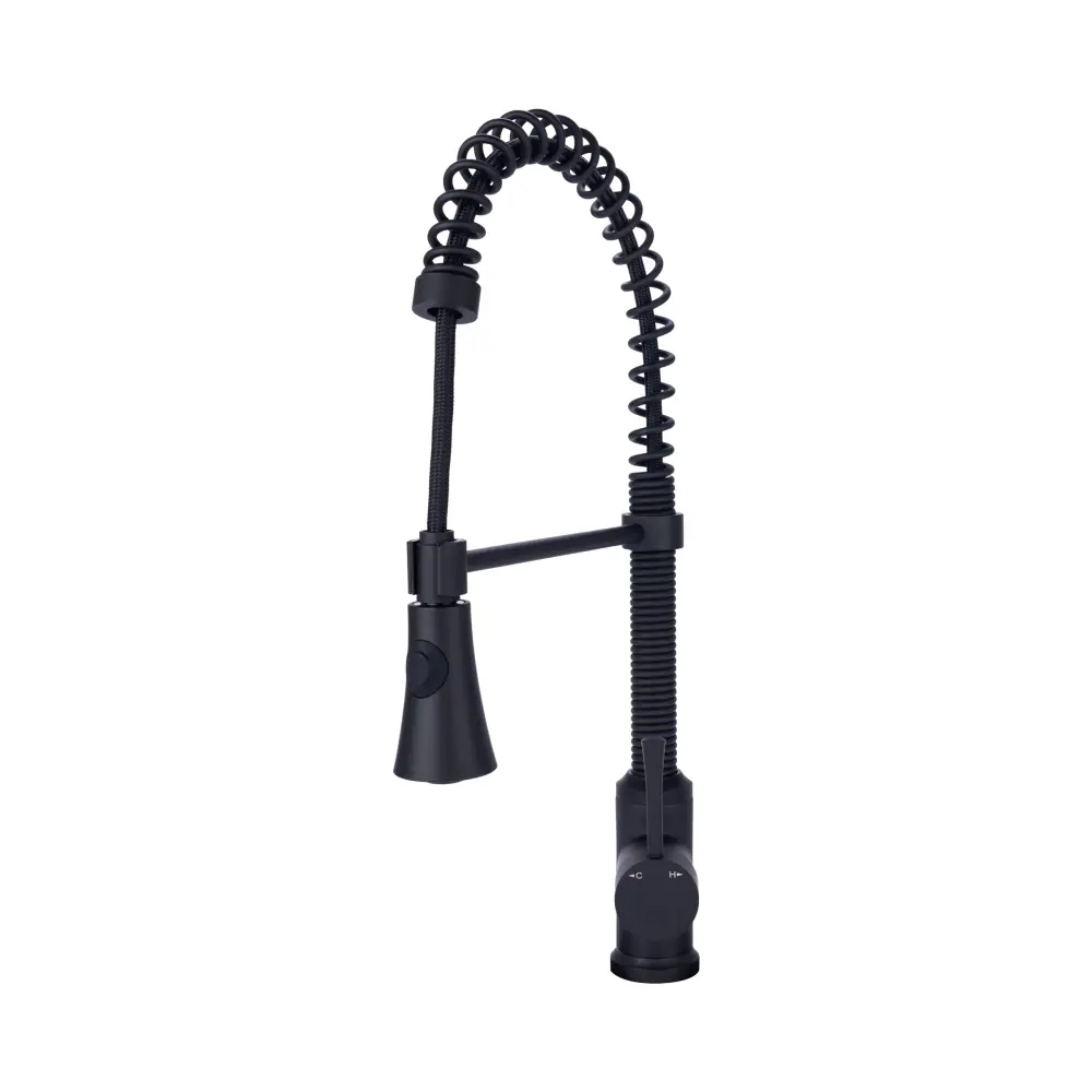 Residential Spring Coil Pull Down Kitchen Faucet Cone Spray Head Dull Black - Extra Absorbent