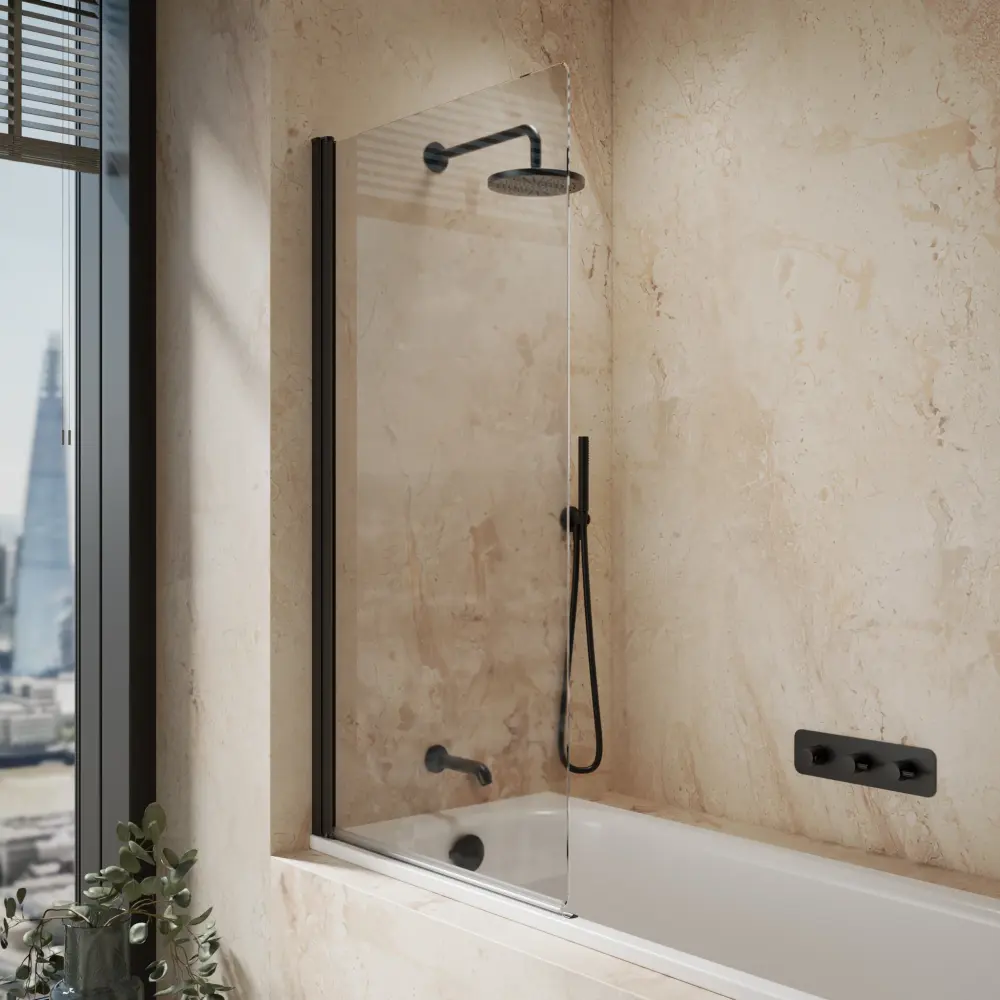 Roman Haven6 Regular Pivoting Bath Screen - 815mm - Matt Black