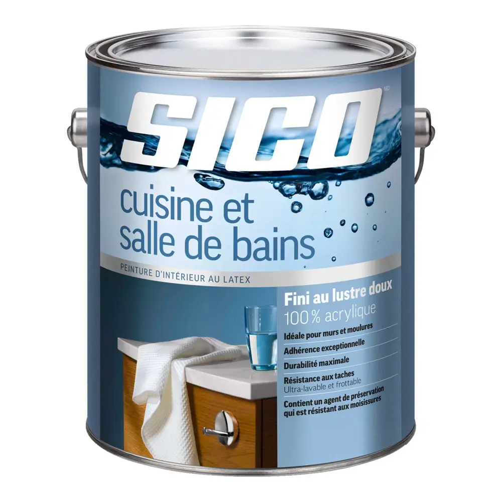 Smooth finish Kitchen and Bath Paint, Ready Mix White 3.78 l