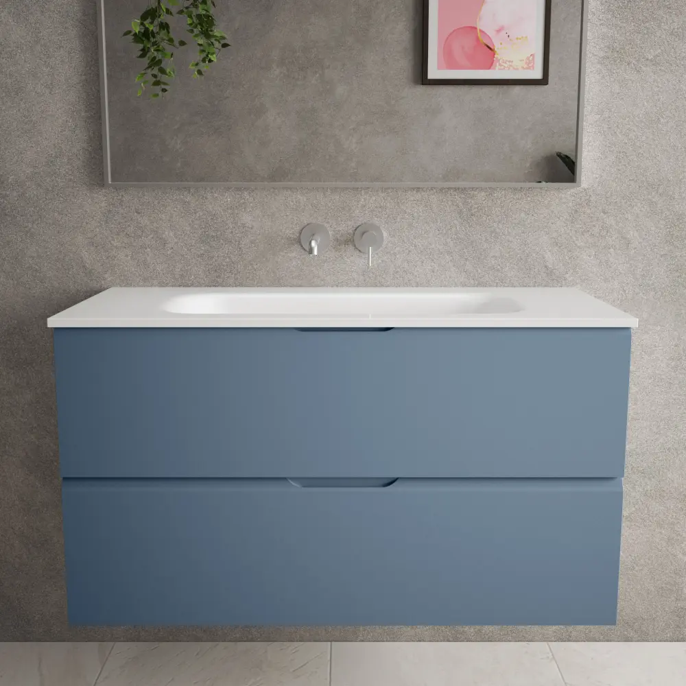 Tasca Two Drawer Vanity Unit Beyondstone Basin - Matt Indigo 1000mm