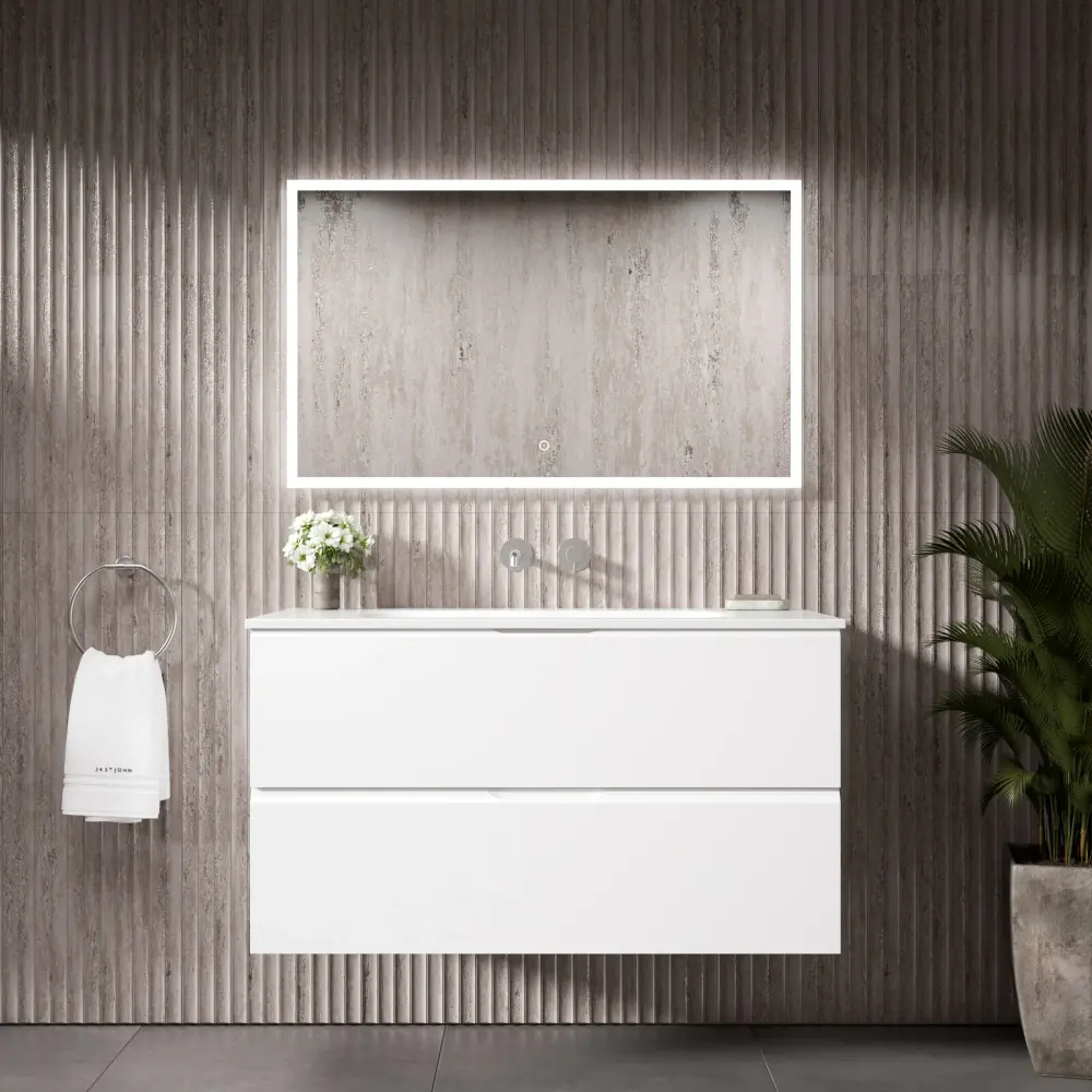 Tasca Two Drawer Vanity Unit Beyondstone Basin - Matt Chalk 1000mm