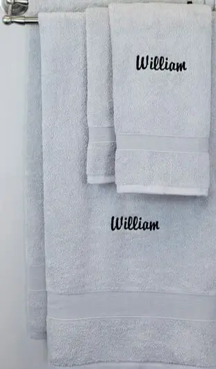EMBROIDERED BATH TOWEL 8PC PEWTER SET | Ultra Soft & Plush