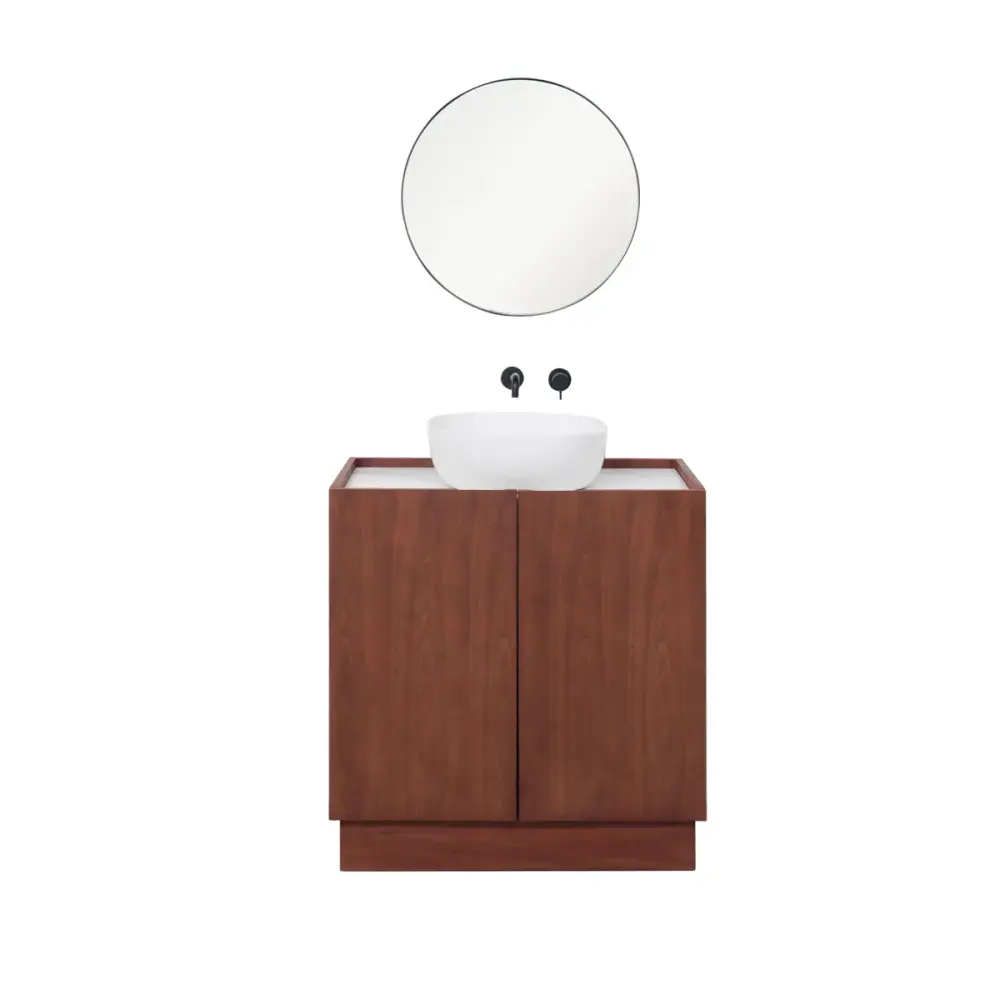 Bathroom furniture - Pearl Ceramic - Washbasin Alexis V - Walnut - (84 cm) - FELIX
