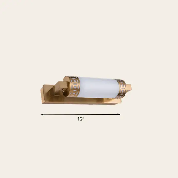Bronze Cylindrical Vanity Lighting Clean Acrylic LED Wall Light Sconce Bathroom Non-Slip Base | 5-Year Warranty