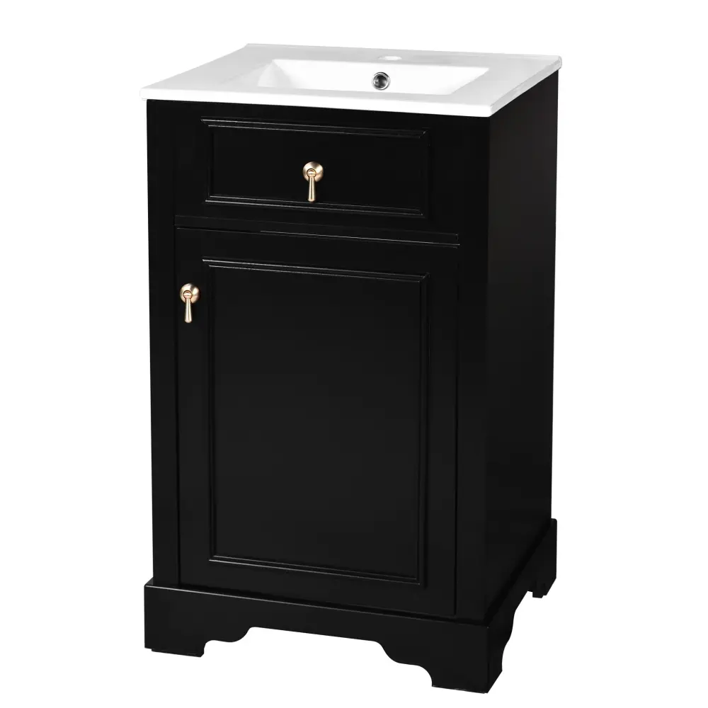 Elegant Bathroom Vanity Stoneware Sink, Soft Close Door, Adjustable Shelf
