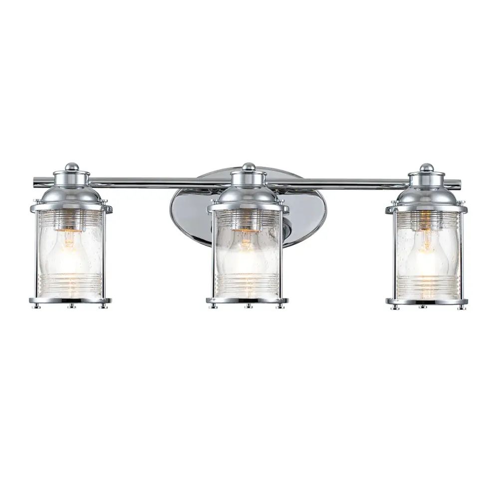 Premium Water-Resistant Ashland Bay 3 Light Wall Light - Smooth Chrome