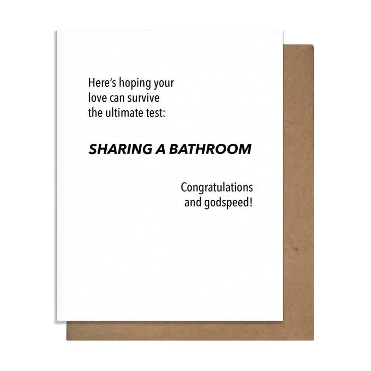 Quick-Dry Antimicrobial Share Bathroom - Wedding Card