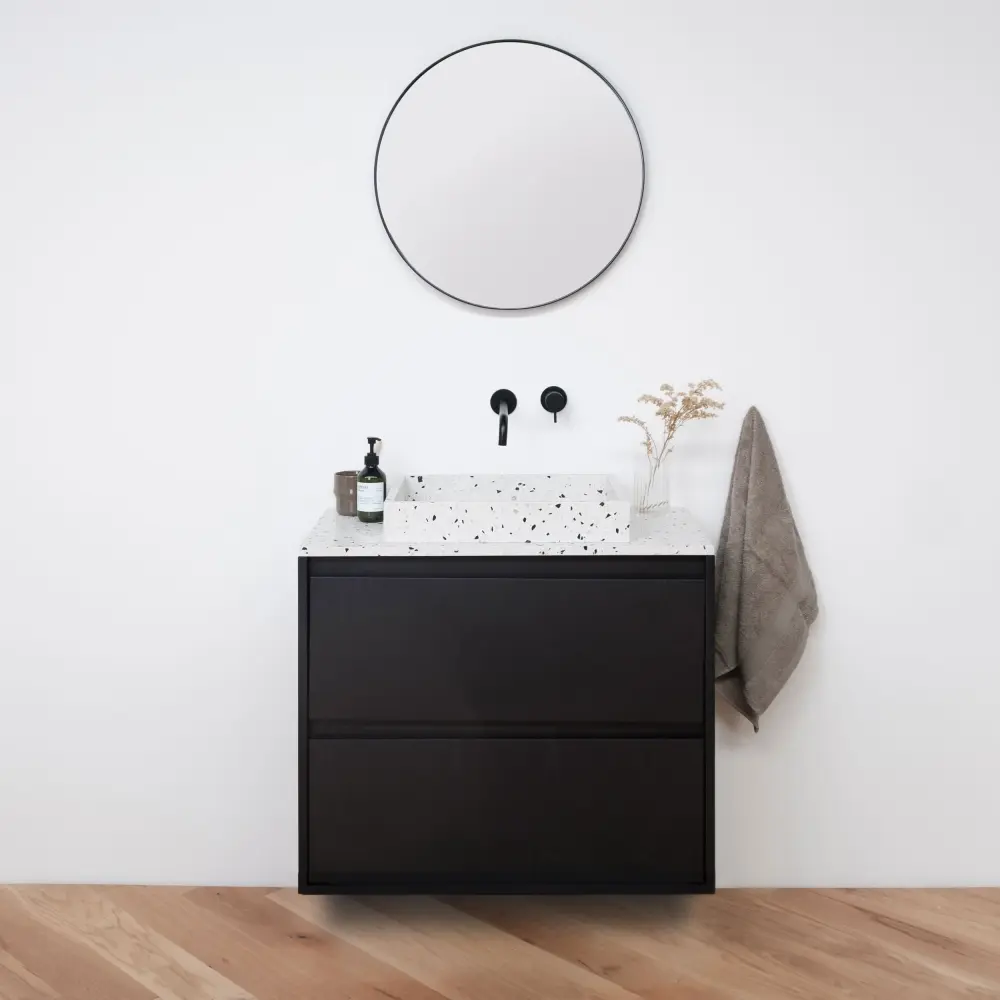 Terrazzo Bathroom Furniture - Washbasin George - Jet-black Oak - (80 cm) - ANN