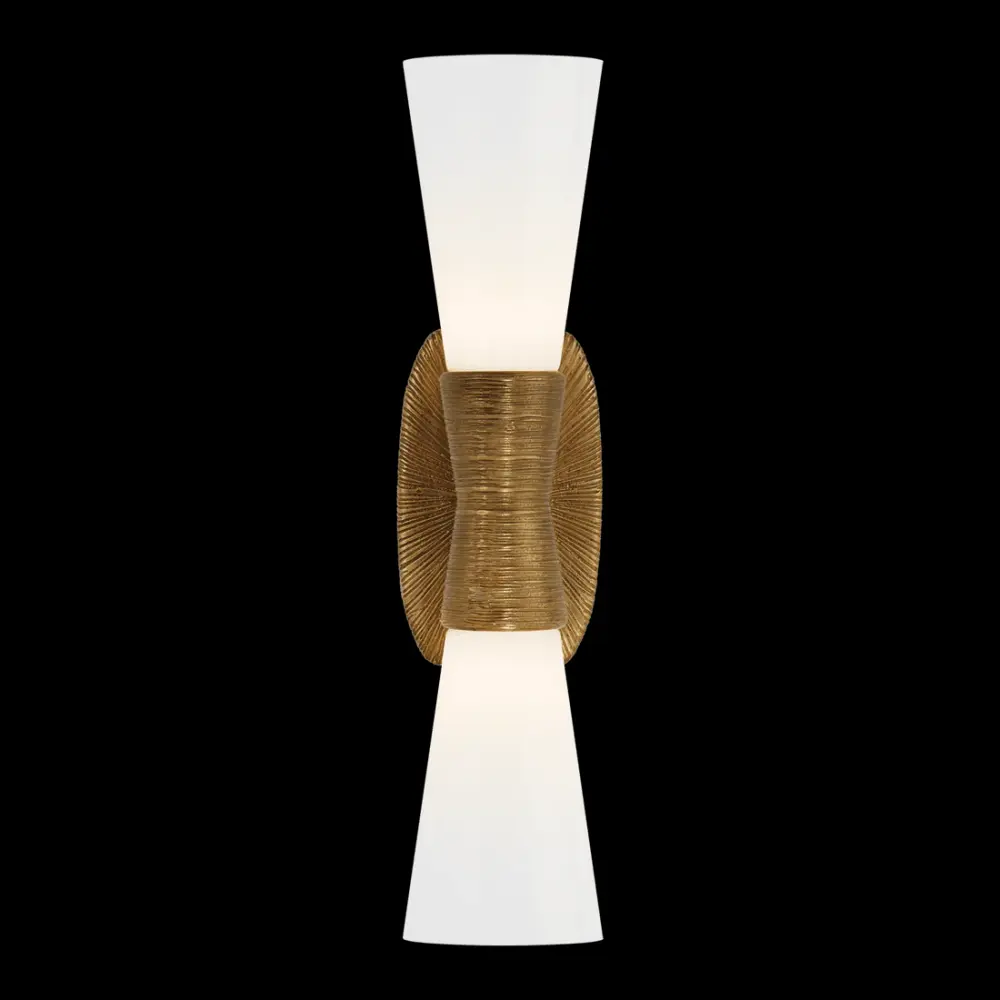 Utopia Small Double Bath Sconce - Gild White Glass