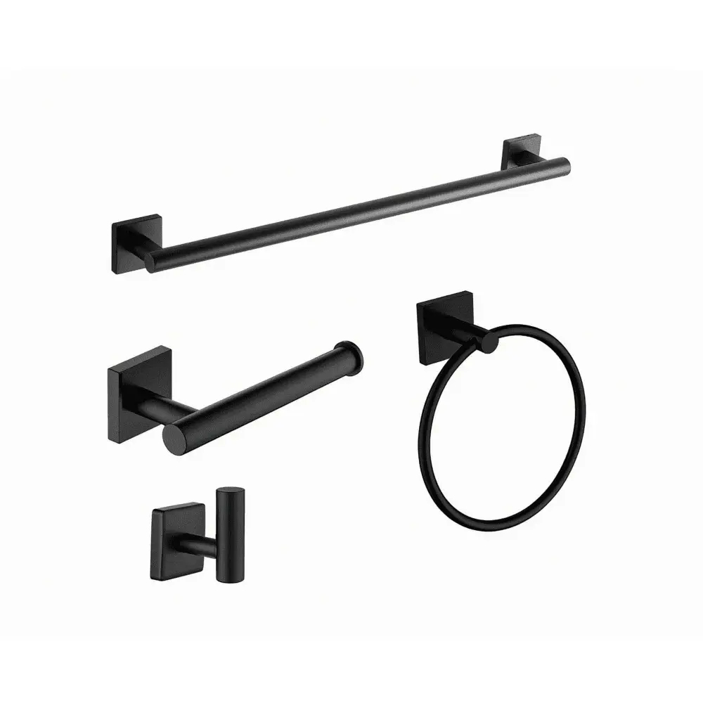 Aura Bathroom Accessory Set, Matte Onyx (4 Pieces) Non-Slip Base | 5-Year Warranty