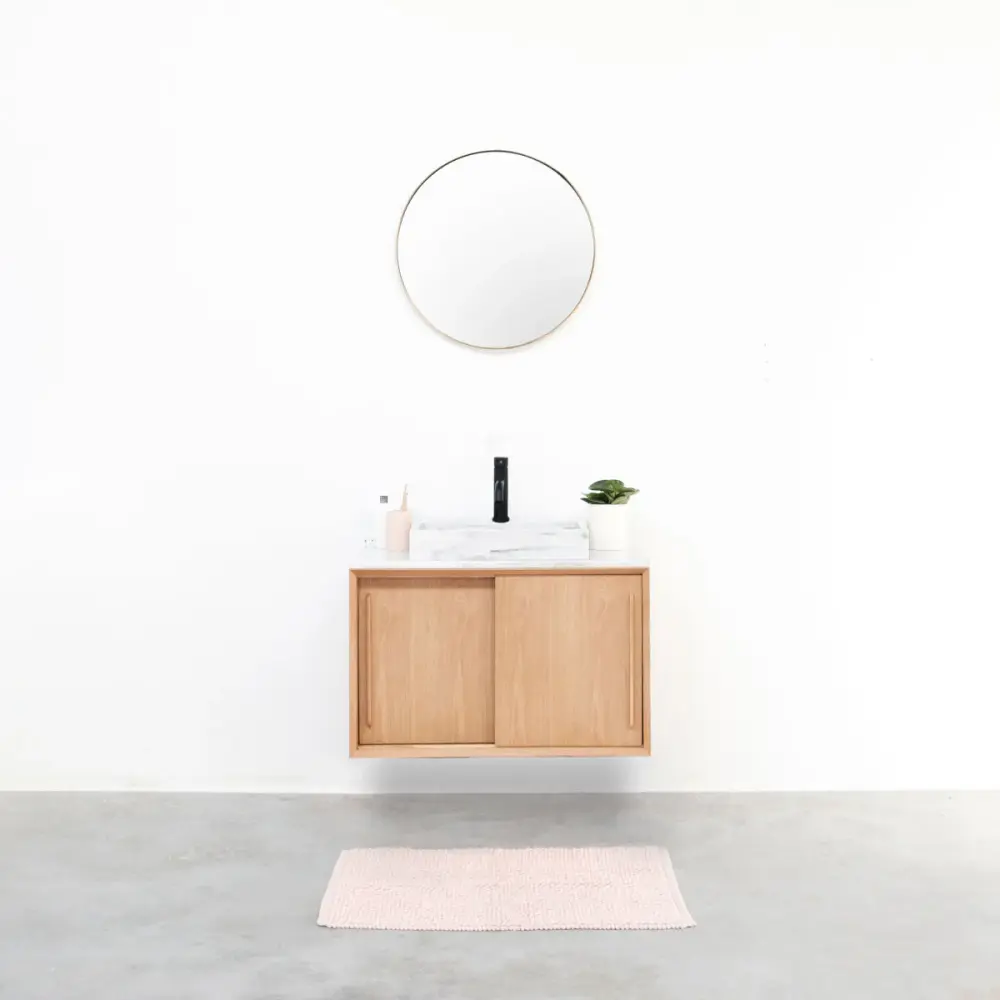 Bathroom Furniture - Alabaster Marble - Washbasin George - Oak (80 cm) - Nestor